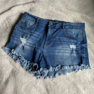Frayed Denim Shorts - JUNIORS size 13